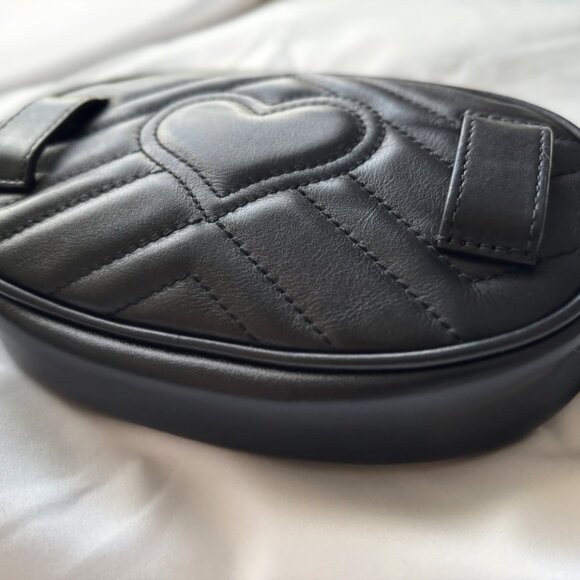 Pre-Owned Gucci GG Marmont Belt Bag Black Calfskin 100/40 Lightly Used - Picture 5 of 8
